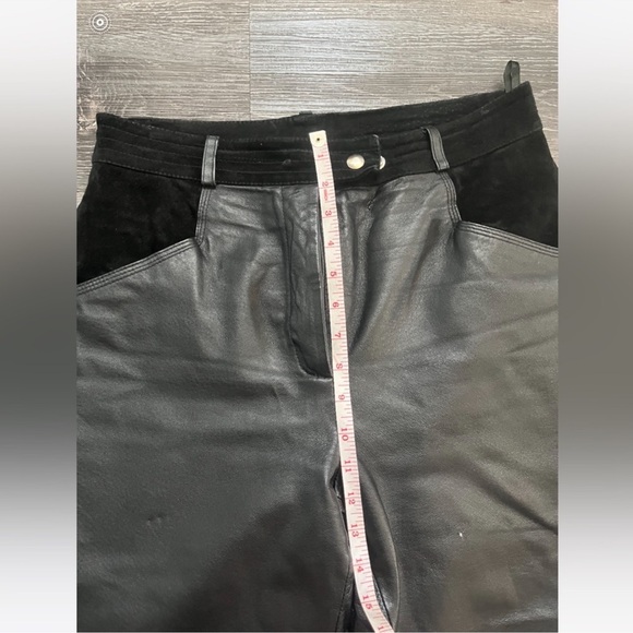 Vintage Marie Claire 100% Genuine Leather Pants Black Wide Leg High Waist Size 6 - Picture 6 of 7